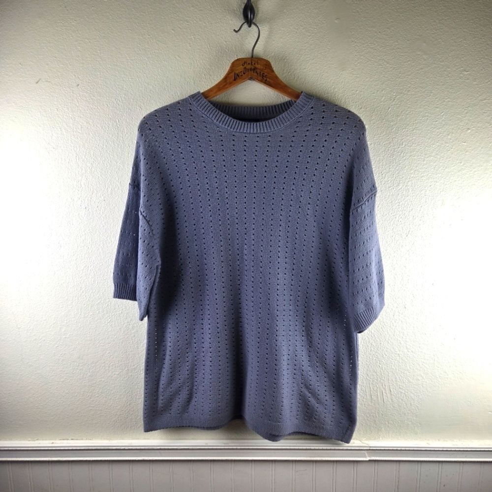 Art Of Rhetoric Men's NWT Gray Open Knit Mesh Cotton Blend Sweater Small